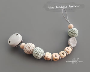 2 in 1 personalisierte Schnullerkette inkl. Holzanhänger