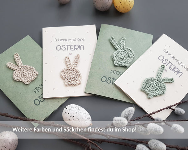 Karte mit Osterhasen - Frohe Ostern, grün
