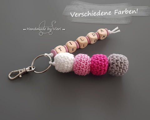 Schlüsselanhänger/ Taschenanhänger mit Namen - freie Farbwahl - handmadebyvieri
