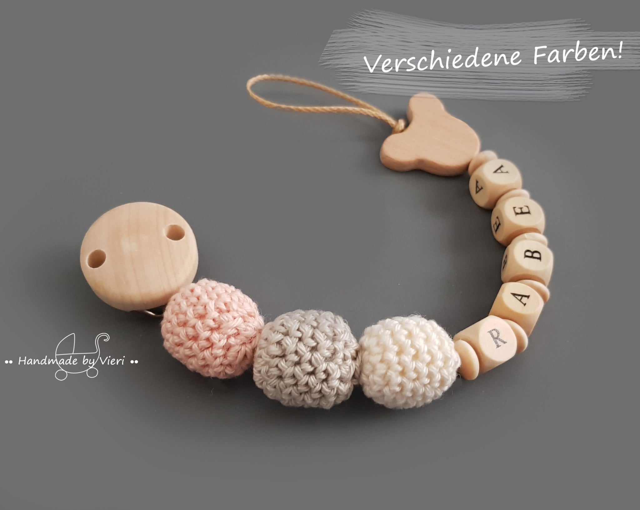 Schnullerkette mit Namen - Bärchen