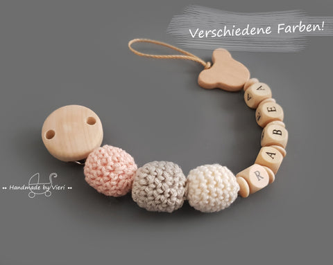 Schnullerkette mit Namen - Bärchen
