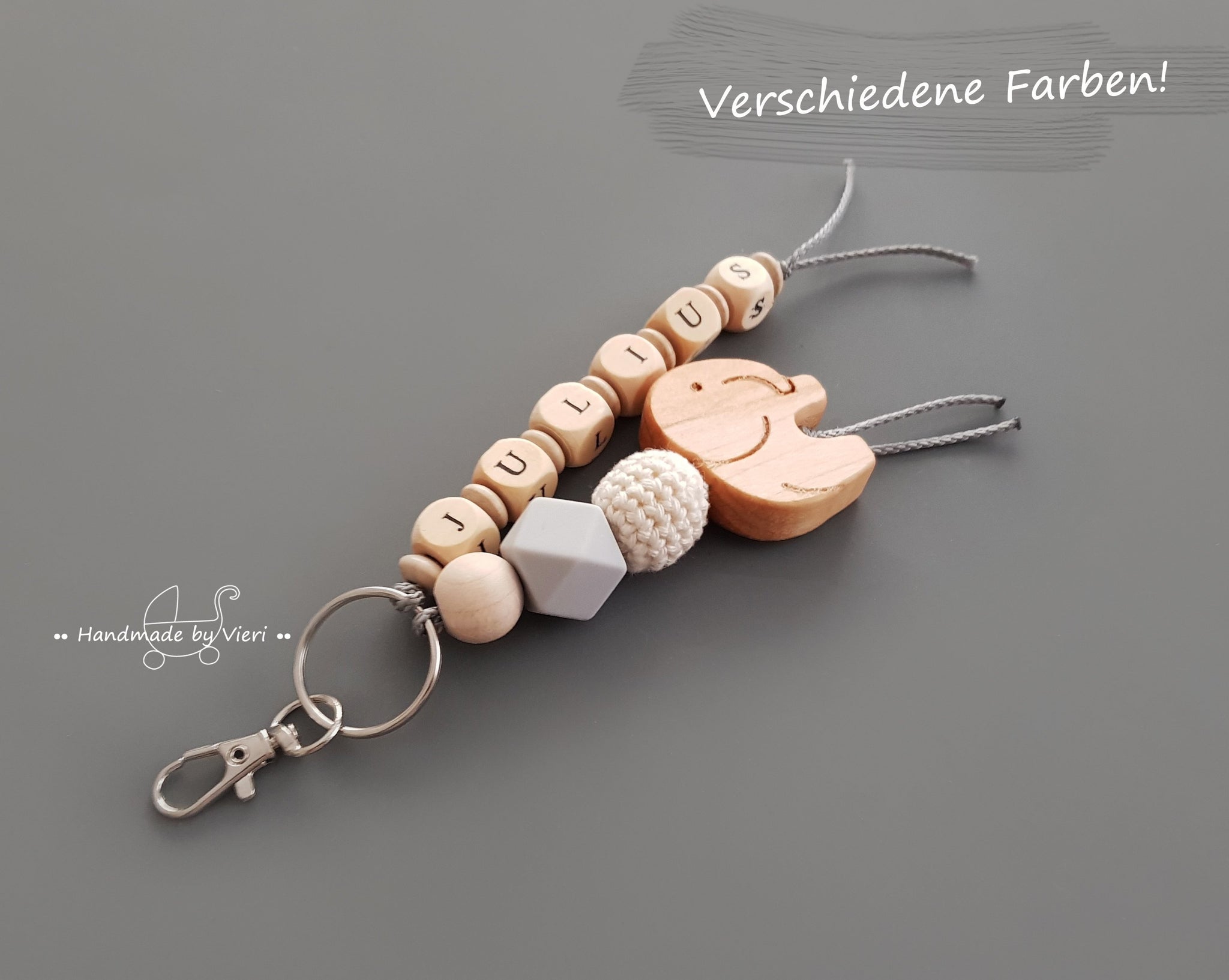 Schlüsselanhänger mit/ohne Namen - Elefant - handmadebyvieri