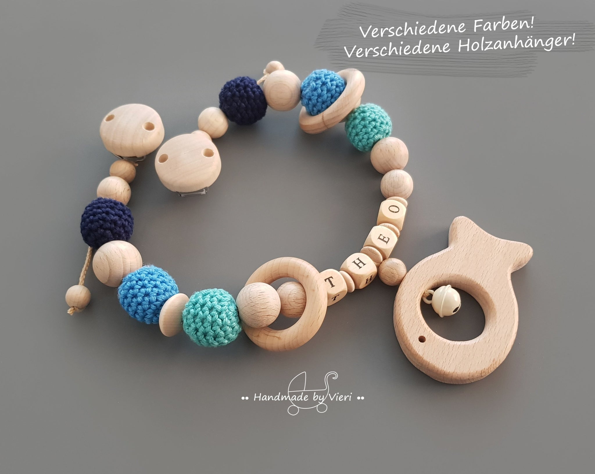 Kinderwagenkette mit Namen - Fisch