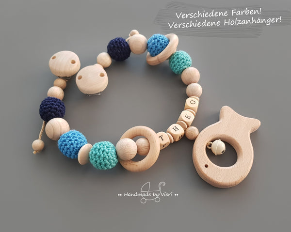 Kinderwagenkette mit Namen - Fisch