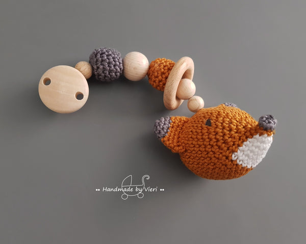 Anhänger ohne Name - Fuchs mit integrierter Rassel - handmadebyvieri
