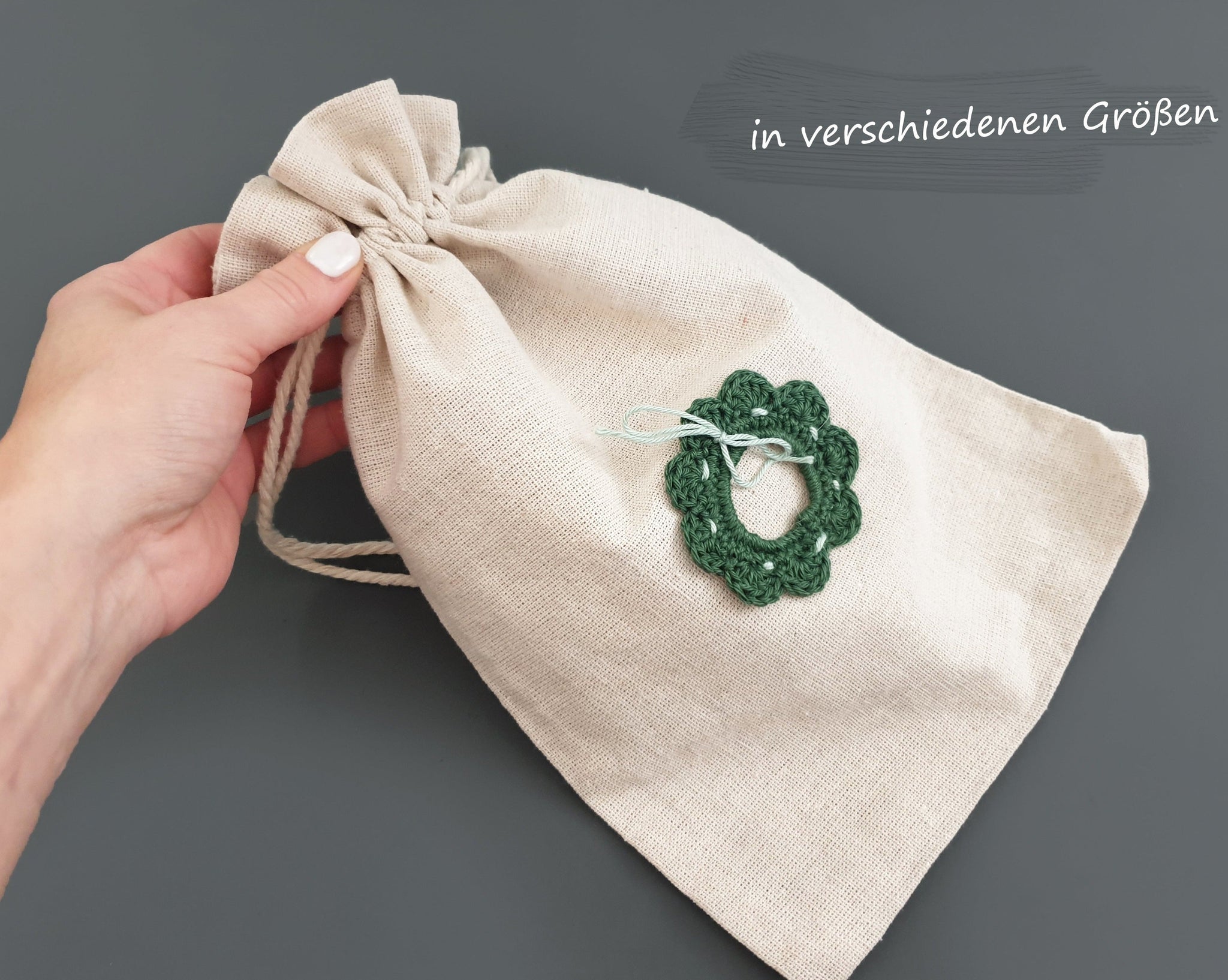 großer Weihnachtsbeutel mit Namen - Weihnachtskranz