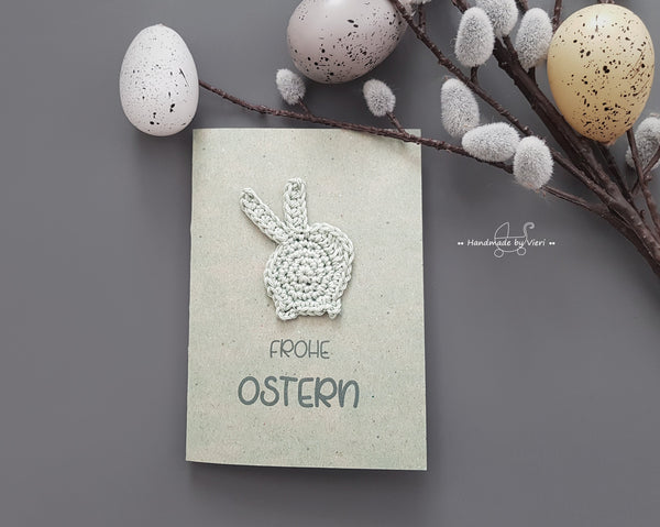 Karte mit Osterhasen - Frohe Ostern, grün
