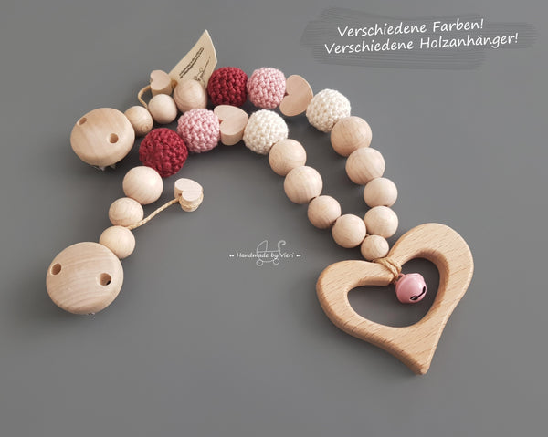 Kinderwagenkette ohne Namen - Herz, bordeaux