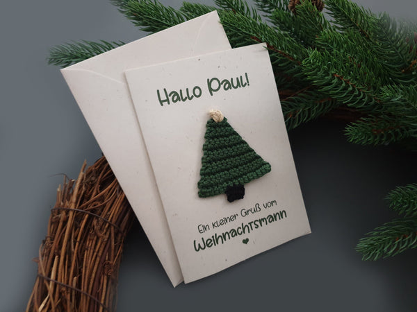 Personalisierte Karte - Tannenbaum, Gruß vom Weihnachtsmann