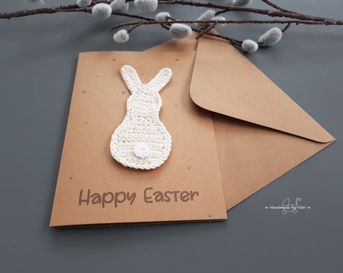 Grußkarte mit Osterhasen - Happy Easter, beige