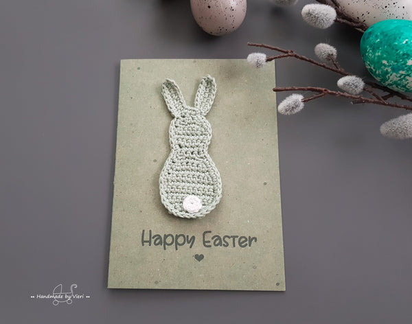 Karte mit Osterhasen - Happy Easter, grün