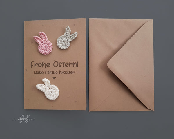 Personalisierte Grußkarte - Frohe Ostern, braun