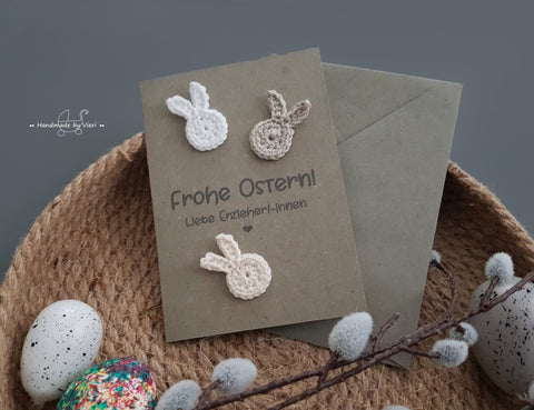 Personalisierte Grußkarte - Frohe Ostern, vintage grau