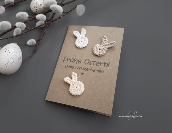 Personalisierte Grußkarte - Frohe Ostern, vintage grau