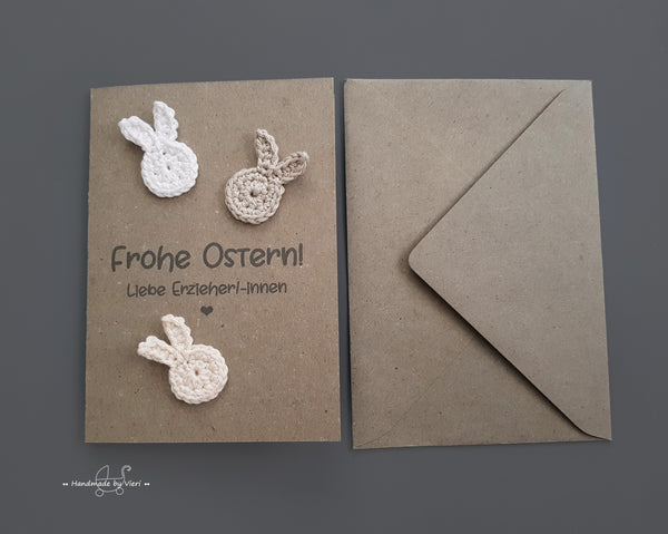 Personalisierte Grußkarte - Frohe Ostern, vintage grau
