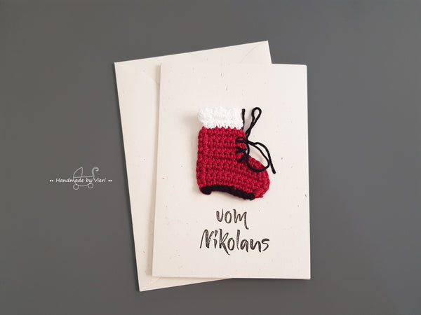 Handgemachte Karte - Nikolausstiefel, vom Nikolaus
