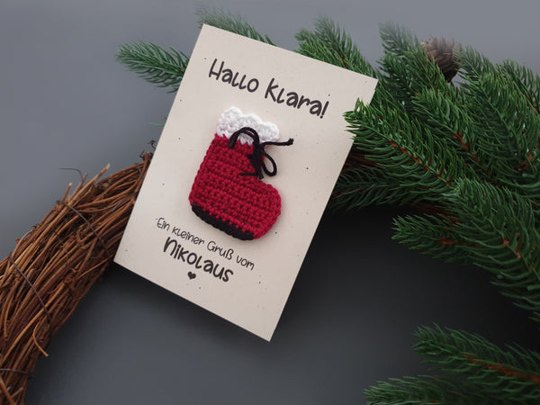 Personalisierte Karte - Nikolausstiefel, Gruß vom Nikolaus