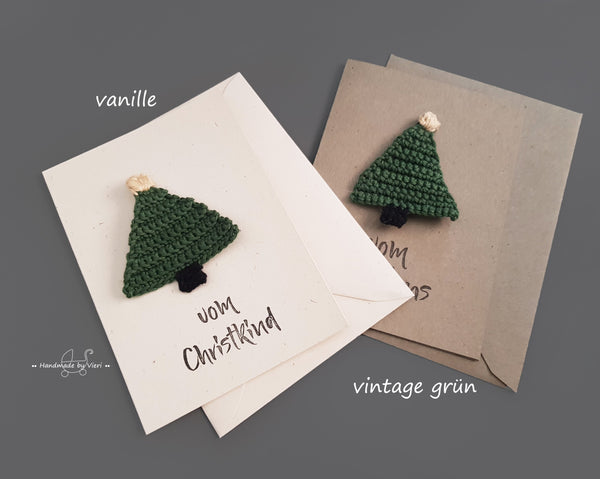 Handgemachte Weihnachtskarte - Tannenbaum, vom Christkind