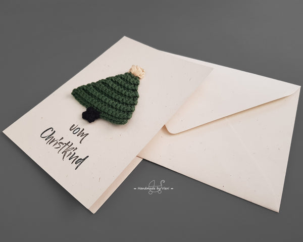 Handgemachte Weihnachtskarte - Tannenbaum, vom Christkind