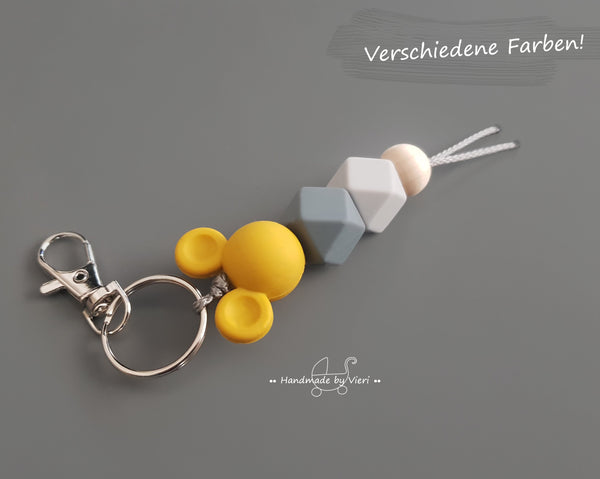 Schlüsselanhänger mit/ ohne Namen - Maus, senf - handmadebyvieri