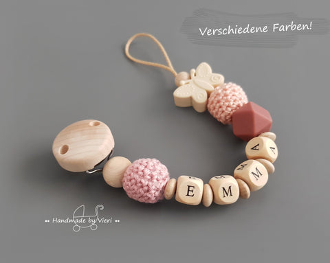 Personalisierte Schnullerkette - Schmetterling
