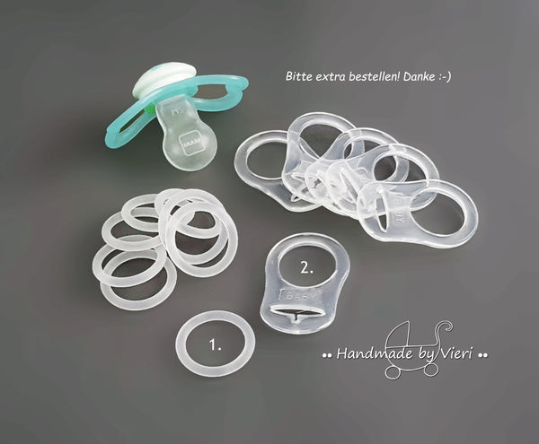 Schnullerkette ohne Namen – rosa/grau - handmadebyvieri