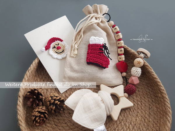 Jutetasche mit Namen - Nikolausstiefel