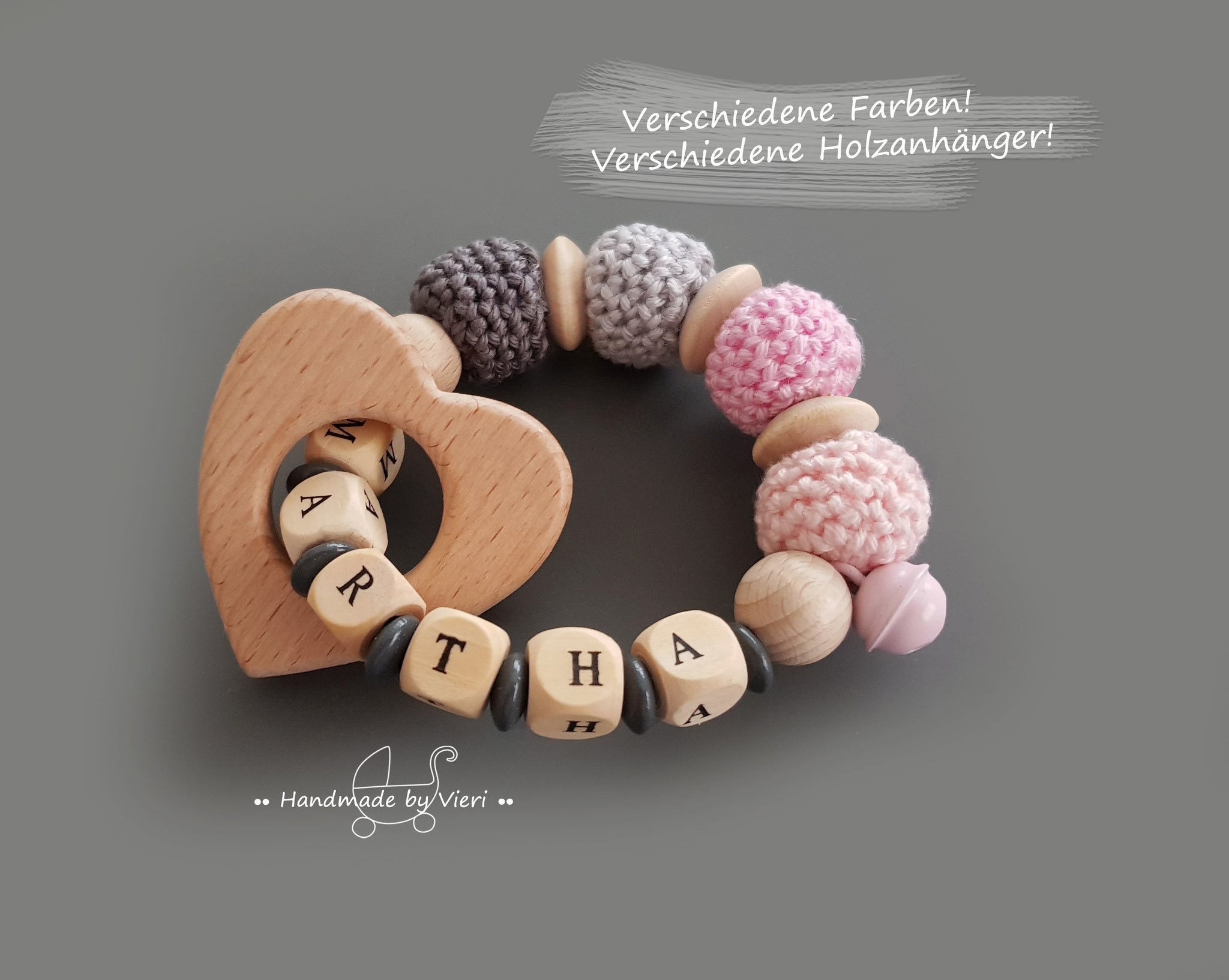 Greifling mit Namen – Herz - handmadebyvieri