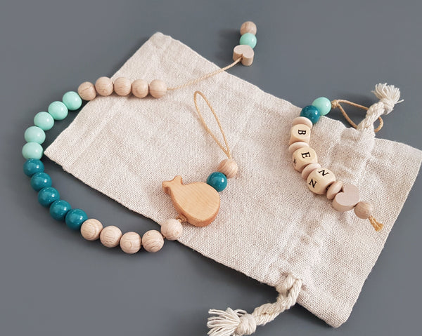 4-teiliges Geschenkset - mint, Holz