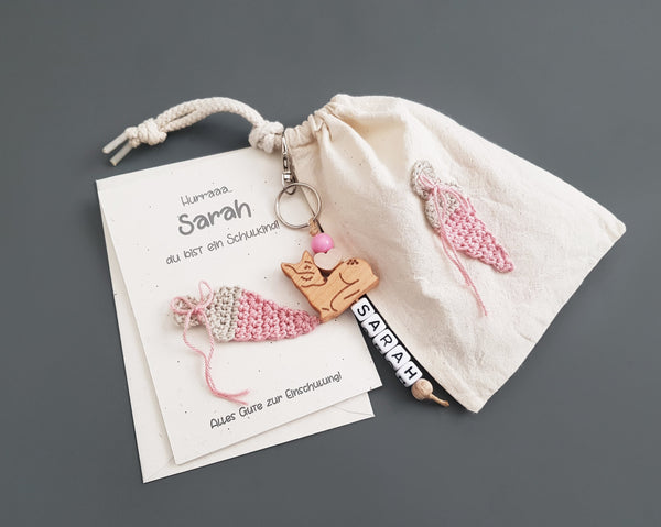 Schulkind Geschenkset - Schultüte, rosa