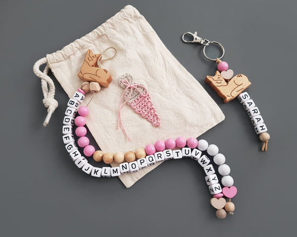 Schlüsselanhänger mit Name - rosa