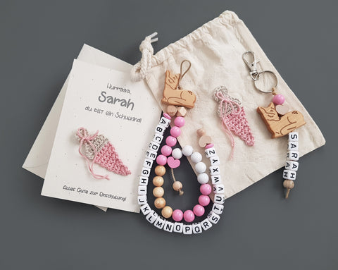 Schulkind Geschenkset - Schultüte, rosa