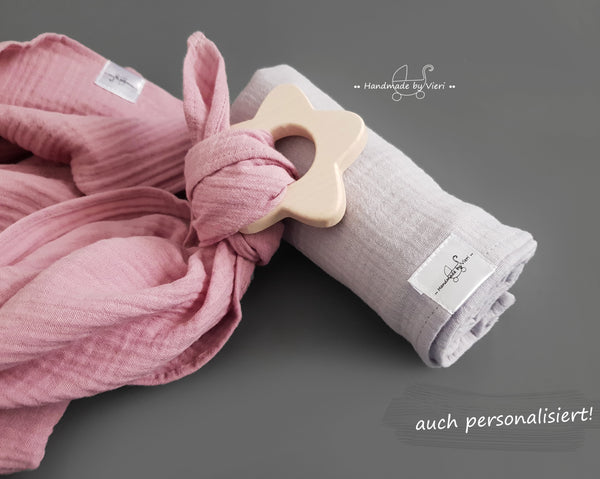 Personalisiertes Musselintuch Mädchen - Spucktuch, Schmusetuch für Babys - handmadebyvieri