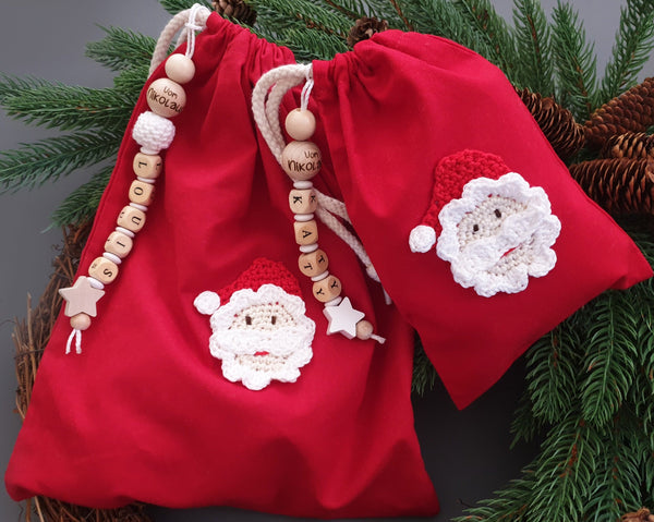 Großes Nikolaussäckchen mit Namen - vom Nikolaus, rot