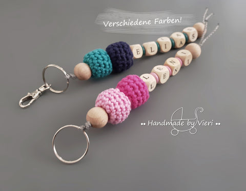 Schlüsselanhänger, Taschenanhänger mit/ohne Namen- freie Farbwahl - handmadebyvieri