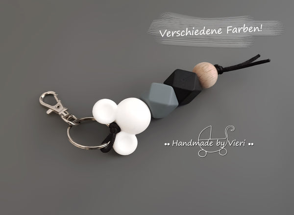 Schlüsselanhänger mit/ ohne Namen - Maus, weiß - handmadebyvieri