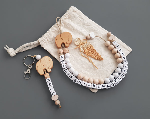 Rechenkette + ABC Kette - weiß/natur