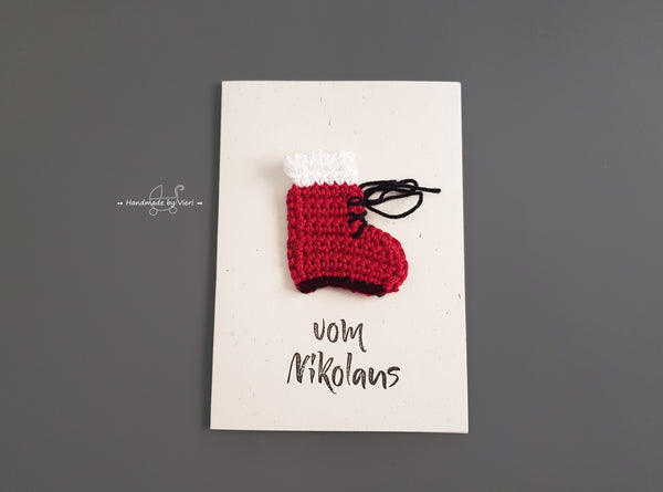 Handgemachte Karte - Nikolausstiefel, vom Nikolaus