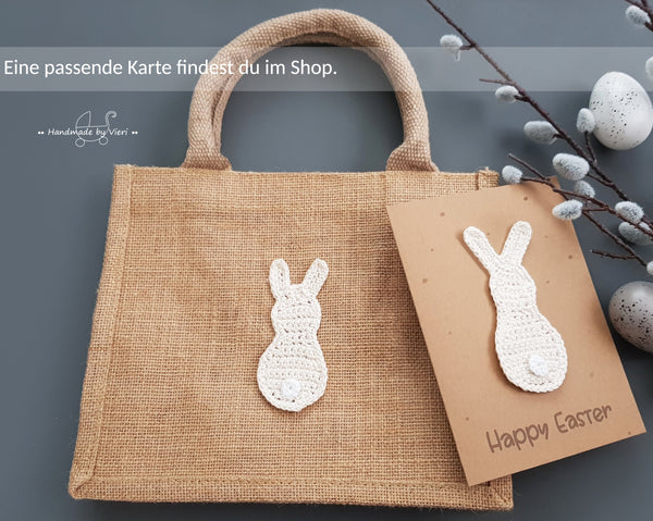 Personalisierte Tasche mit Osterhasen - beige