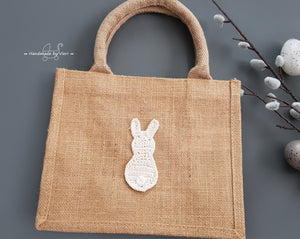 Personalisierte Tasche mit Osterhasen - beige