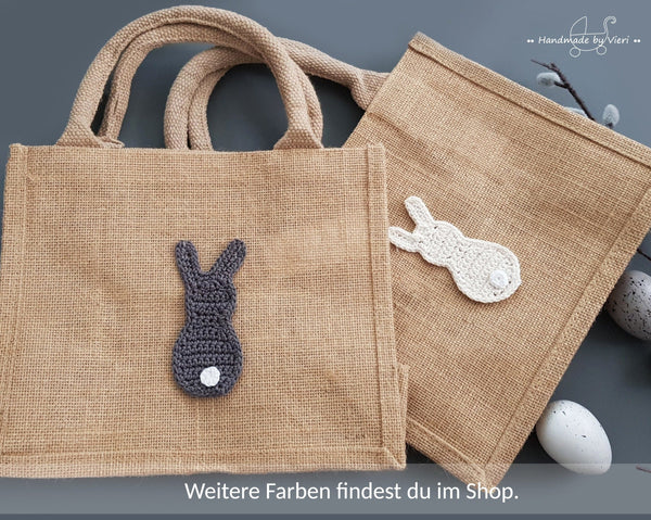 Personalisierte Tasche mit Osterhasen - grau