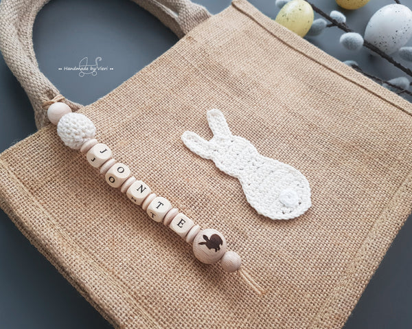 Personalisierte Tasche mit Osterhasen - beige
