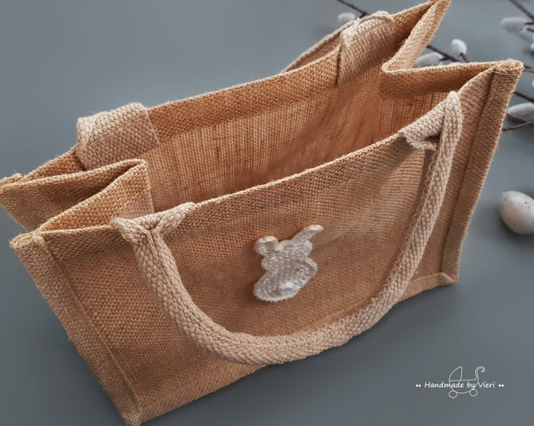 Personalisierte Tasche mit Osterhasen - beige