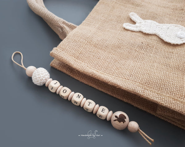 Personalisierte Tasche mit Osterhasen - beige