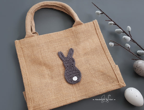 Personalisierte Tasche mit Osterhasen - grau