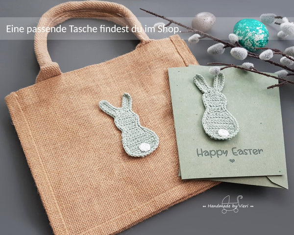 Karte mit Osterhasen - Happy Easter, grün