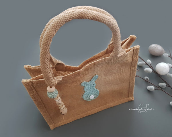 Personalisierte Ostertasche mit Osterhasen - grün
