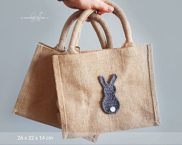 Personalisierte Ostertasche mit Osterhasen - grün