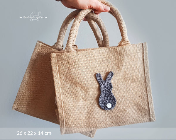 Personalisierte Tasche mit Osterhasen - grau