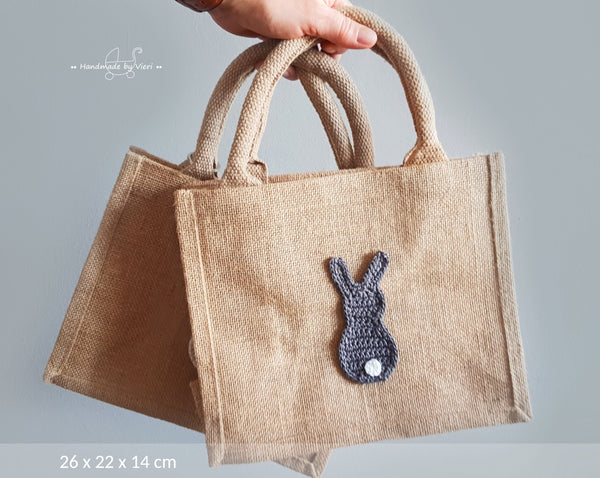 Personalisierte Tasche mit Osterhasen - beige